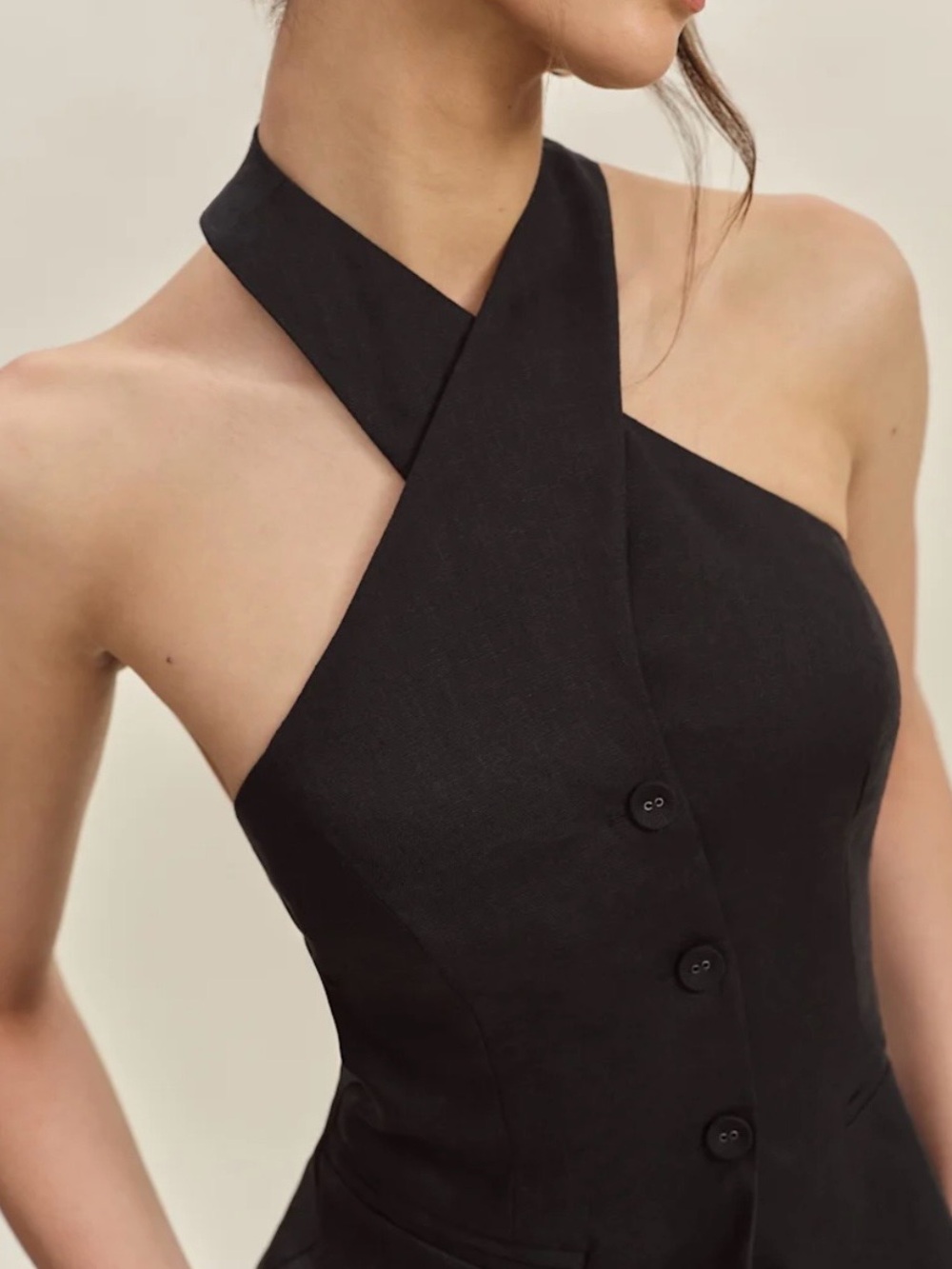 Reformation brand new with tags Elegant Black Halter linen top